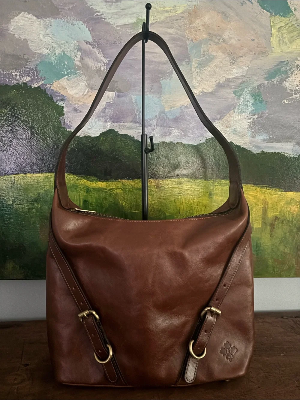 STUNNING Patricia Nash Elia Leather Hobo Bag - Rich Cognac Patina! - Picture 4 of 12